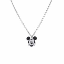 Collier en Acier Avec Visage De Mickey Mouse et Strass Noirs 1672065
