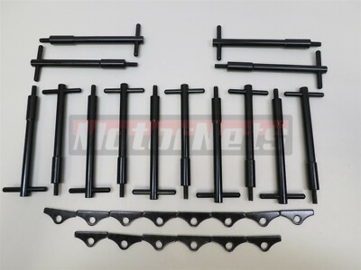 BB Chevy Black Tall T-Bar Valve Cover Hold Down Kit BBC 396 454 Bolts Mini Tabs