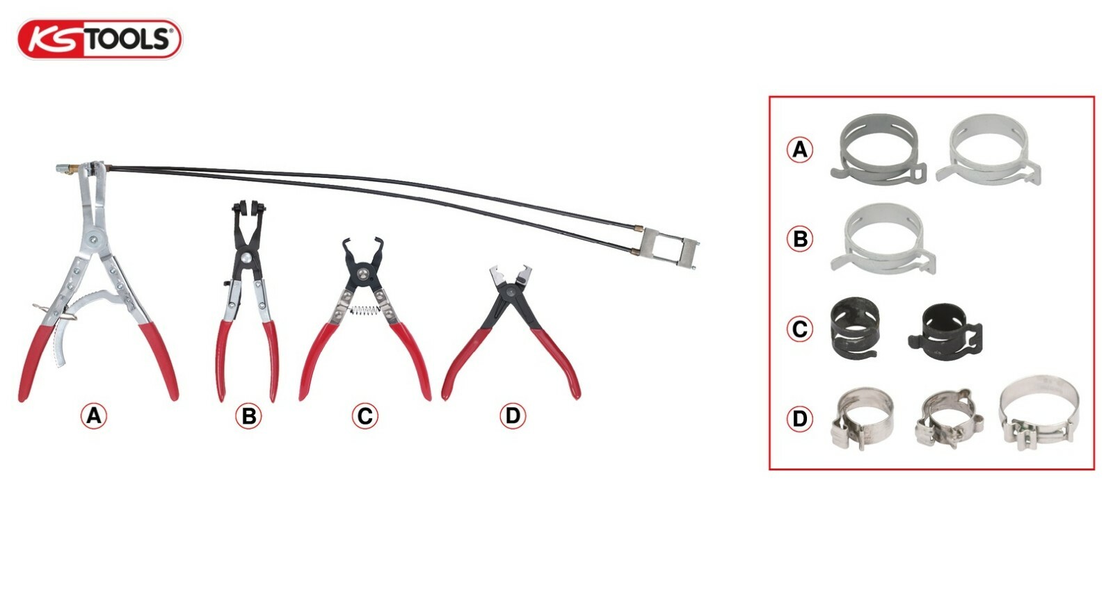 Pinces pour colliers auto-serrants Ks Tools 115.1104 pour éviter le glissement des durites