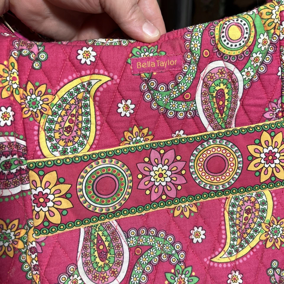 Bella Taylor Pink Paisley Quilted Cotton Large Purse Handbag Shoulder Bag - Image 4 of 4