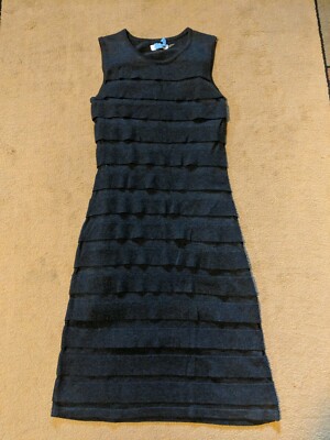 Calvin Klein Dress Gray Sweater Dress Sleeveless Ruffles Layers Tiers size  S EUC | eBay