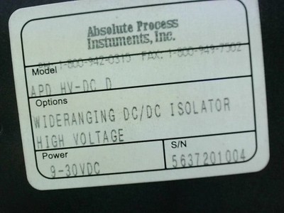ABSOLUTE PROCESS INSTRUMENTS Apd Hv-Dc D Isoliert Sender