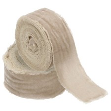 2Roll Velvet Ribbon 1-1/2"x3Yd Handmade Frayed Vintage Ribbons Khaki