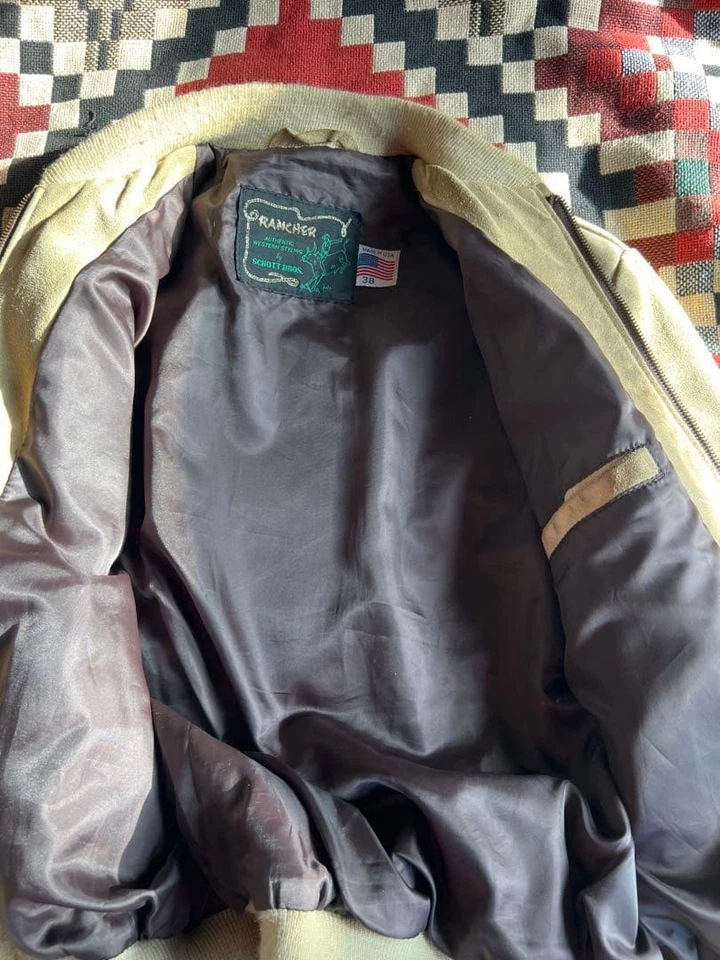 Old Schott 90s Chimayo Embroidered Suede Leather Jacket Brown Size 38 from Japan - Image 3 of 4