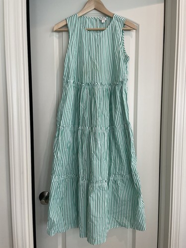 J. Crew Stufen Tank Midikleid gestreift grün weiß Damen Gr. 2 ärmellos