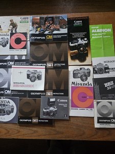  Large Group of Vintage Manuals Olympus, Canon, Miranda ++