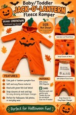 Baby Jack-O-Lantern Fleece Romper Size 90 Orange Halloween Costume