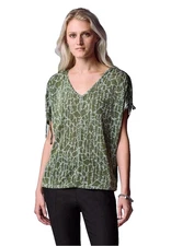 SIMPLY VERA VERA WANG V-NECK GREEN RUCHED SHOULDER TOP   SIZE XL NWT