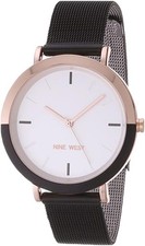 Nine West Women's Mesh Bracelet Watch, NW/2515 Black/Rose Gold 