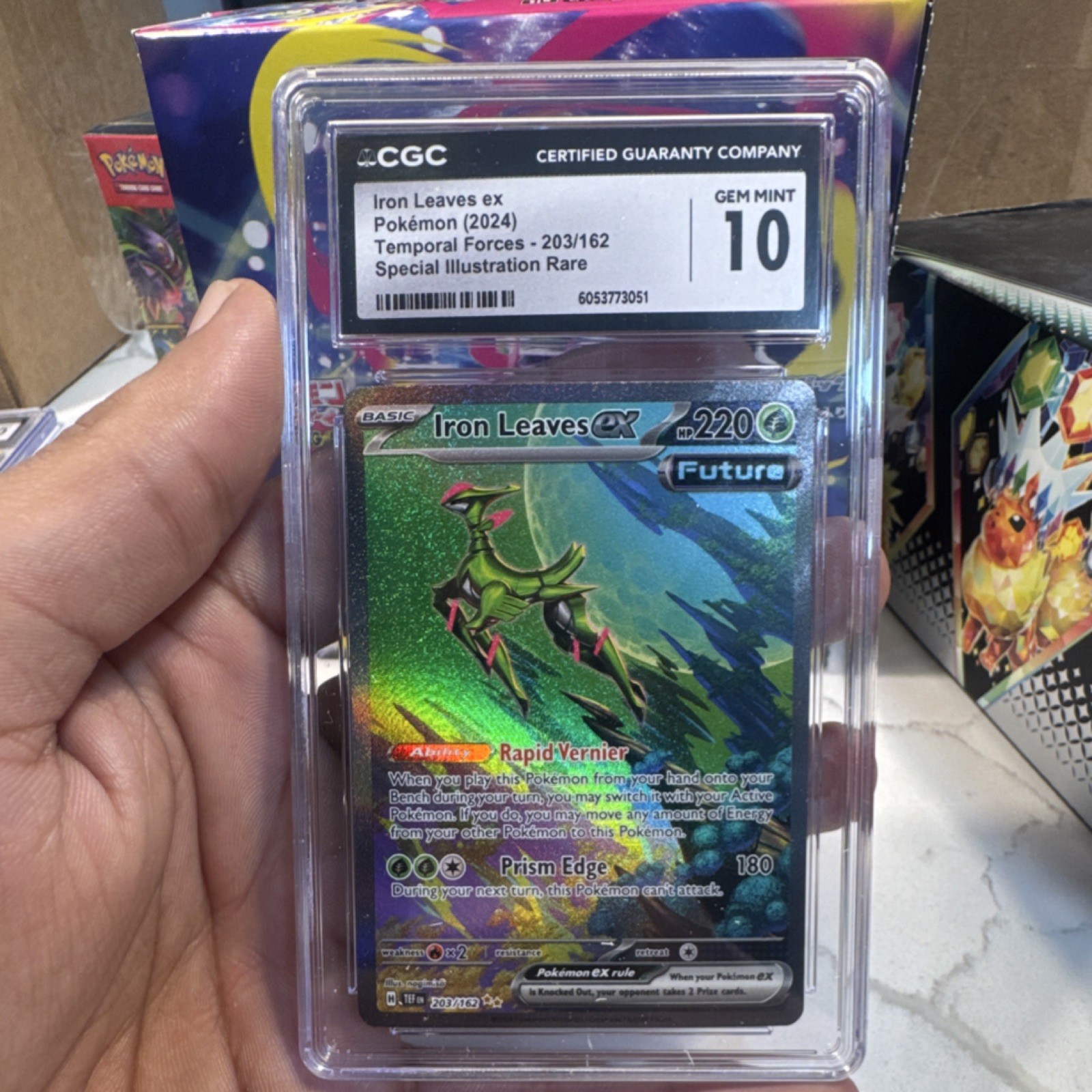 Pokémon Iron Leaves ex 203/162 Temporal Forces Illustration Rare Holo CGC 10