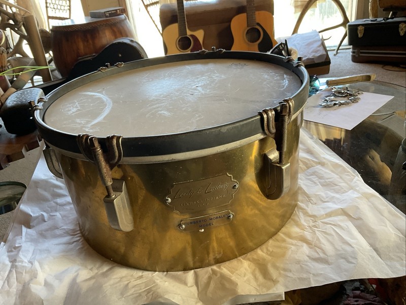 Leedy and Ludwig Brass Drum From Elkhart Indiana Humberto Morales Model 1950's
