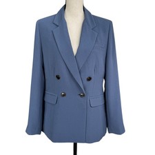 Madewell SZ 8 Rosedale Crepe Blazer Jacket Double-Breasted Lined Straight Fit