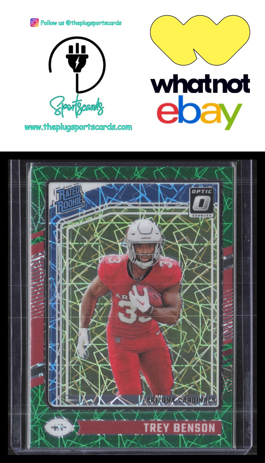 2024 Donruss Optic #293 Trey Benson Green Velocity Arizona Cardinals