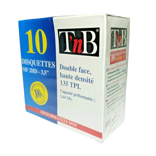 Boîte neuve scellée 10× disquettes T'nB MF 2HD 3.5" 1.44 Mo - New Old Stock