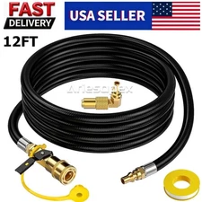 12FT RV Quick Connect Propane Hose for RV to Grill LP Quick Connect Propane Hose