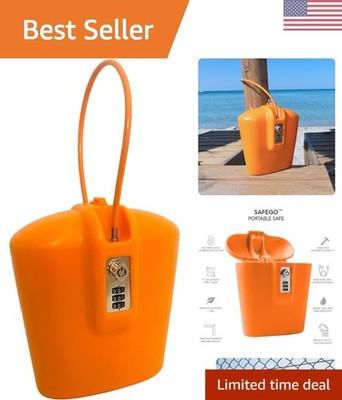 Durable Waterproof Portable Lock Box Safe - Dual Access, Orange 88 Cubic In