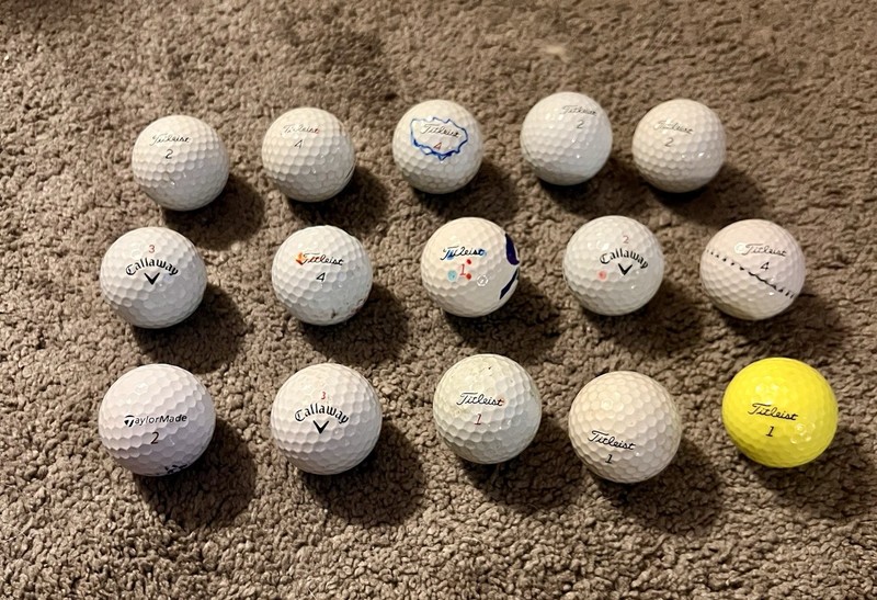 15 Tour Caliber Golf Balls - Titleist, Taylormade, Callaway