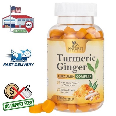Turmeric Curcumin with Black Pepper & Ginger | 120 Gummies Peach Flavor