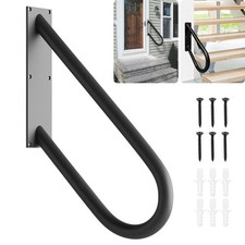 Black Hand Rail for Outdoor Steps, Wall Mount U-Shape Handrails for 1-2 Steps UK