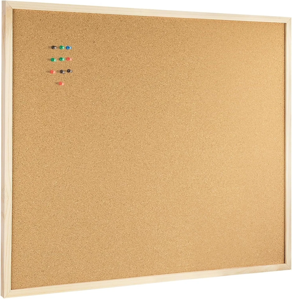 High-Density Cork Board 24''x36'' with Stylish Oak Frame for Home & Office - Image 3 of 4