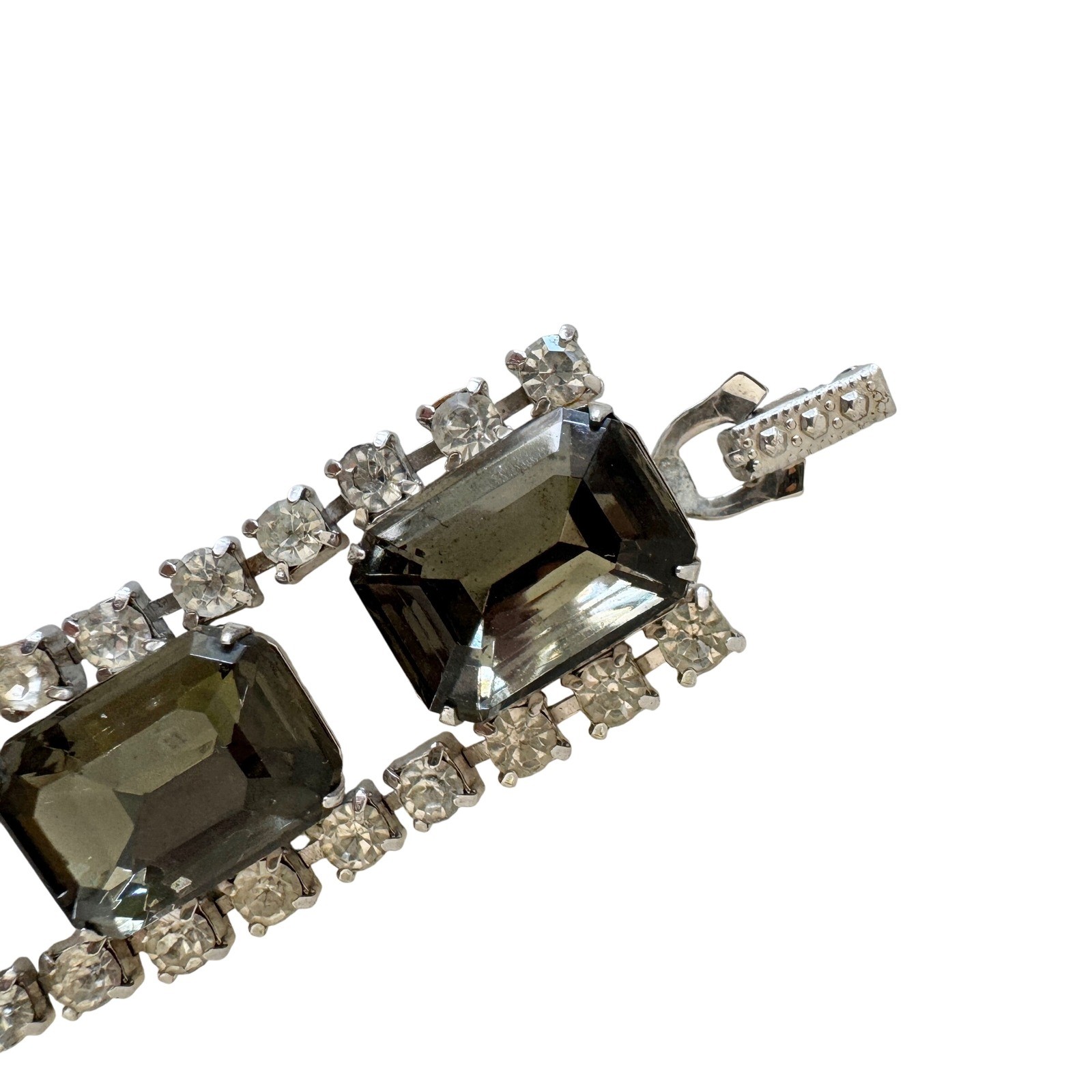 Vintage Rhinestone Statement Bracelet Emerald Cut… - image 4