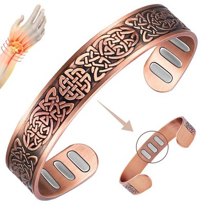 Men's Copper Magnetic Bracelet 9 Strong Magnets Adjustable Celtic Knot Wristband