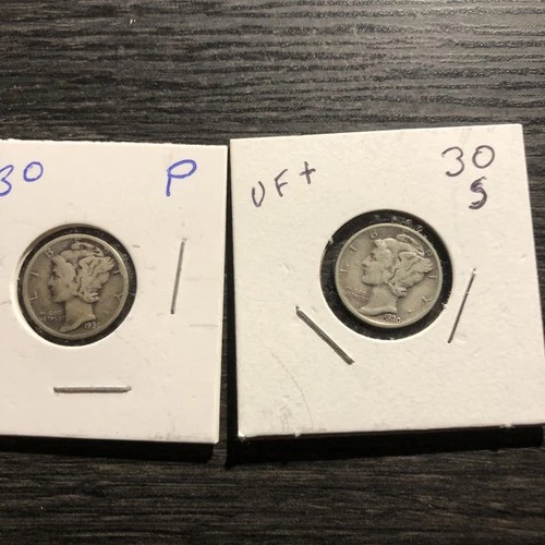 1930 P S MERCURY DIME. FINE CONDITION. KEY DATE