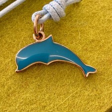 Dodo Pomellato Collana Ciondolo Delfino Grande Oro Rosa Smalto Blu Rara Original