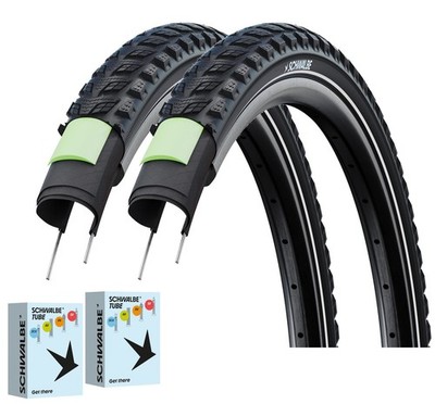 2 x Schwalbe Marathon 365 Reifen + Schlauch Set 2026 Ganzjahresreifen GreenGuard