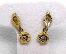14k Yellow Gold Cubic Zirconia Drop/Dangle Earrings