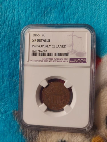 1865 2 Cents Piece NGC XF Details 