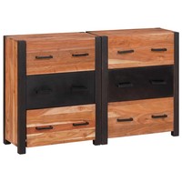 Massivholz Sideboard Akazie 3-Teilig 110X30X75 Cm Braun Kommode