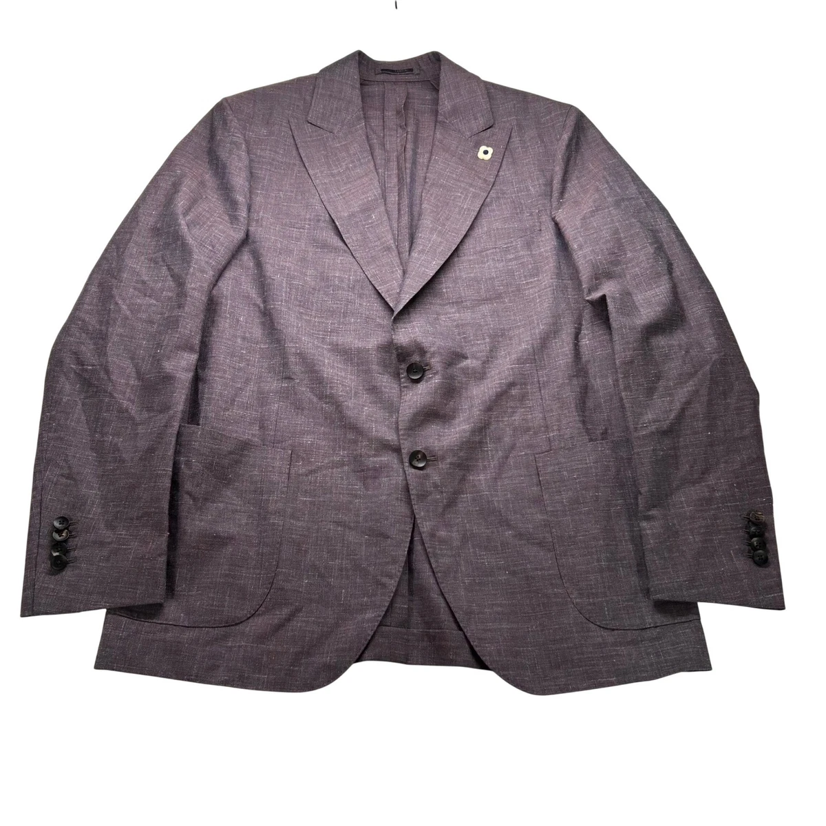 Lardini Mens Purple Blazer Sport Coat Wool Silk Linen Made in Italy 54 7REG