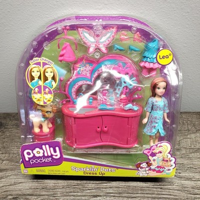 Polly Pocket Sparklin' Pets Dress Up ''LEA'' with Color Change Dog 2008 RARE  NIB