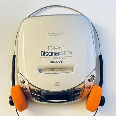 Sony Discman ESP2 Walkman D-F411 Portable Radio CD Player w/ New Headphones