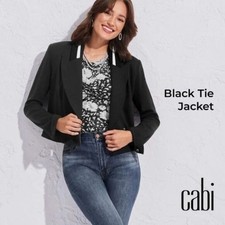 CABI Black Tie Jacket Blazer Black Sz 12 6033 NWOT