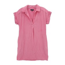 J. CREW Short Sleeve Gauze Popover Dress Pink Mini Pockets Size XS