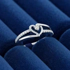 VVS1 D Round Cut Moissanite Heart Bypass Ring 925 Sterling Silver Pave Band Sz 7
