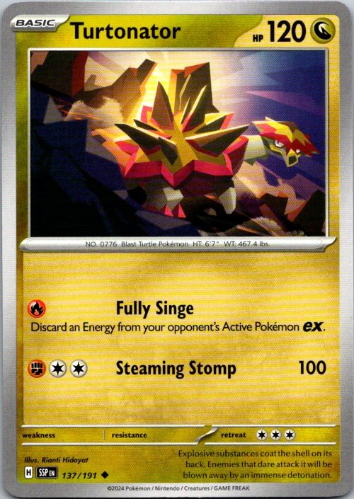 Pokemon Turtonator Normal Uncommon SV08: Surging Sparks 137/191 NM