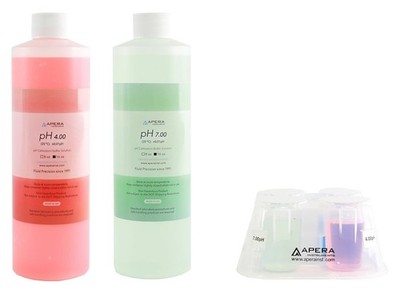 pH Calibration Solution Kit 7.00 & 4.00, 16 oz. Each + CalPod Holder, NIST