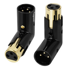 Adjustable 3-PIN Right Angle XLR Adapter 2 Pack, 90 Degree XLR Male/Female Gold
