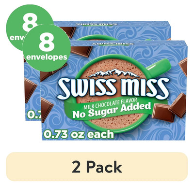 (2 pack) Swiss Miss No Sugar Added Milk Chocolate Flavored Hot Cocoa Mix, 0.73oz