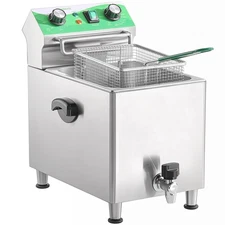 Deep Fryer with Basket and Lid Commercial Fryers with Oil Filtration and Time...