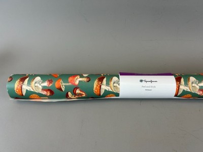 Botanical Mushrooms on Teal Spoonflower Peel & Stick Wallpaper 24.75'' x 38''