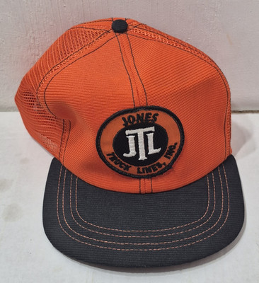 Vintage JTL Jones Truck Lines INC 70s 80s Orange Trucker Hat Cap Snapback USA