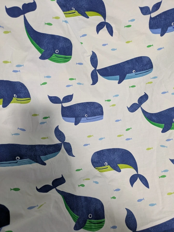 The Company Store Whale School Organic Percale Blue Full Size Fitted Bed Sheet - Изображение 2 из 4