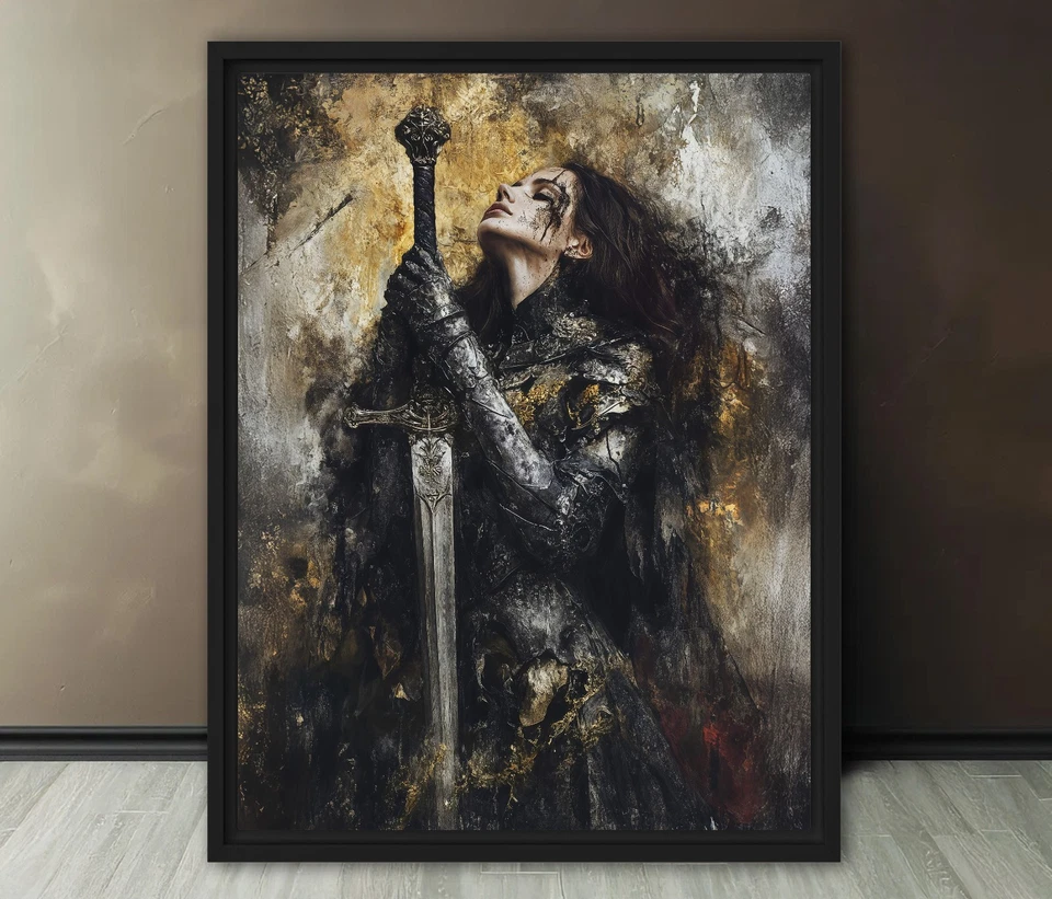 St. Joan of Arc Fine Art Print #1: Abstract Warrior Woman Painting, Medieval Art - Image 2 of 4