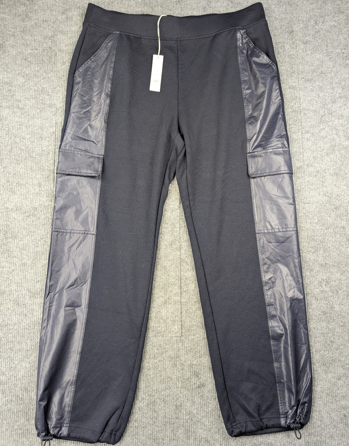 Chicos Neema Pant Womens 2 Large Scuba Mix Cargo Zenergy Athleisure Blue Pull On
