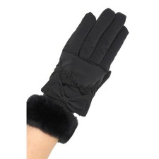Chic Black Bow Fur Winter Gloves
