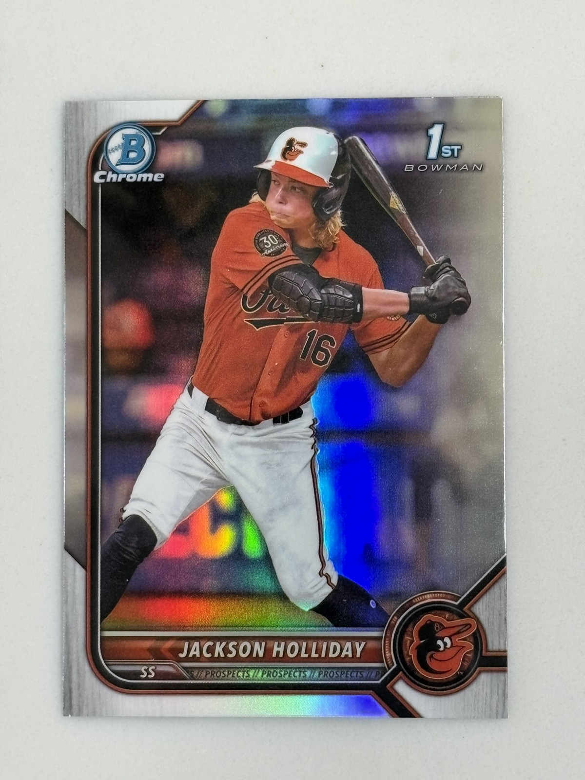 2022 1st Bowman Draft Jackson Holliday Chrome Refractor BDC168 Baltimore Orioles